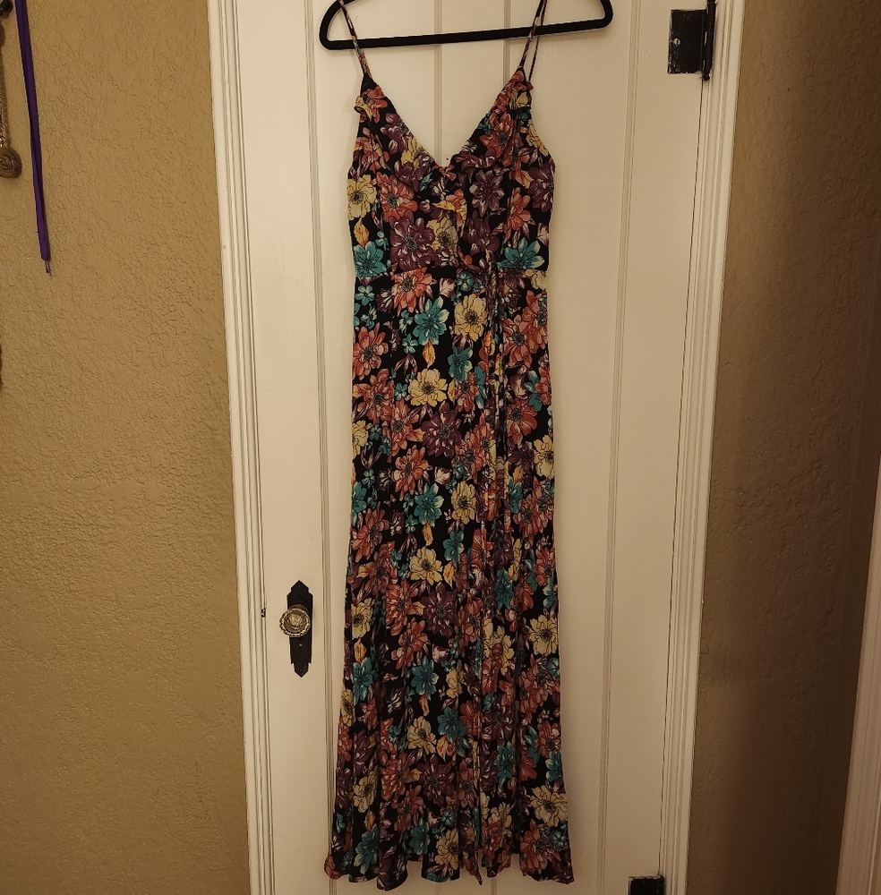 Olivia Grey small Maxi floral print dress